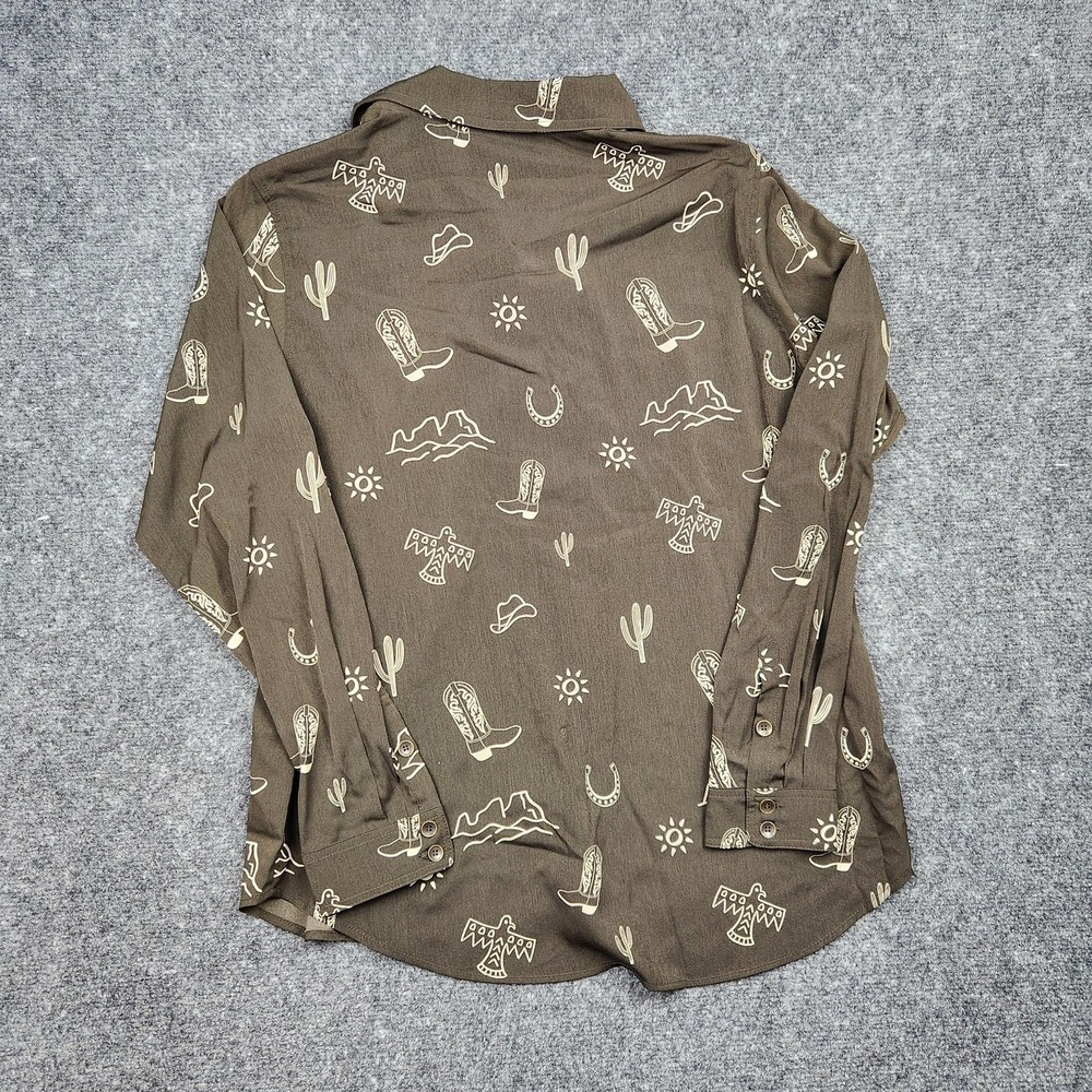 Ariat Shirt Womens Medium Brown Western Desert Print Button Front Long Sleeve - Picture 2 of 9